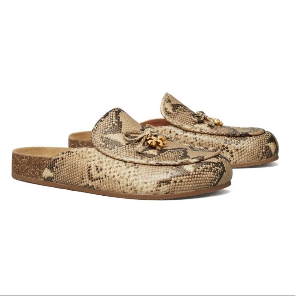 Nib Tory Burch Tory Charm Snake Print Mule Size: 6